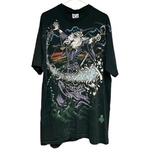Vintage Liquid Blue Wizard AOP Graphic Tee Rare 1994